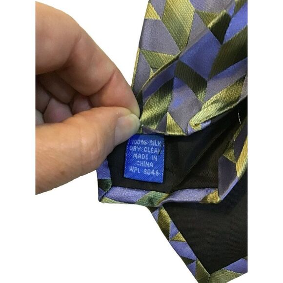 5/$10 Savile Row Geometric Silk Men's Tie 58" Blue Gray NWOT - Picture 3 of 4